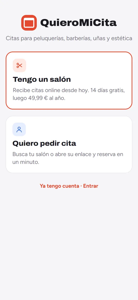 Pantalla de bienvenida