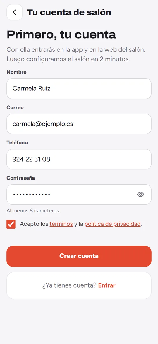 Crear cuenta