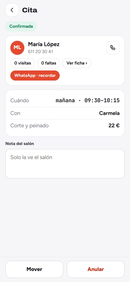 Ficha de la cita