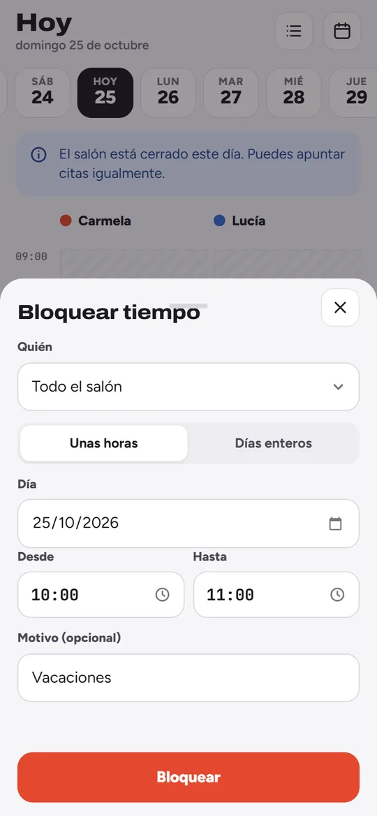 Bloquear tiempo